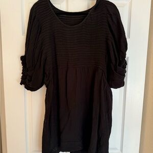Free People Black Textured Blouse